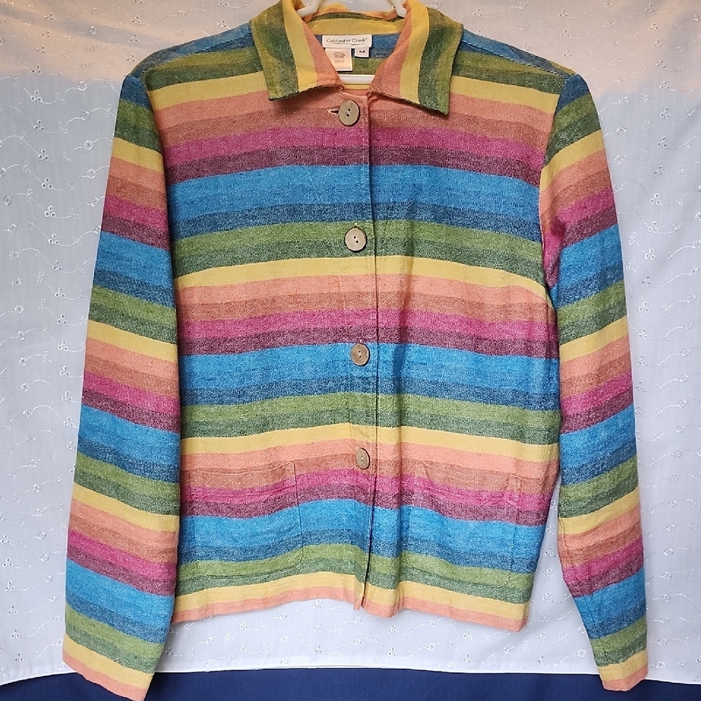 Coldwater Creek Multicolor Striped lightweight jacket